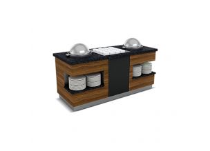 Bufet SANTA FE pentru supe / ciorbe cu 2 chafing dish si 2 polite interioare 200 cm