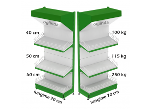 Raft metalic legume fructe 70*227h cm baza 60 cm 2 polite si pazie oglinda