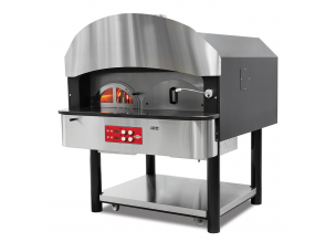 Cuptor profesional traditional cu panou electronic, rotativ, pe lemne/gaz - 75 pizza/h si depozit pentru lemne