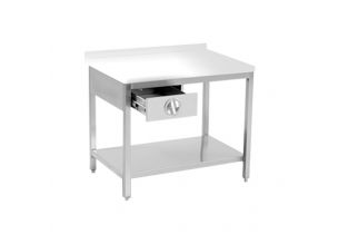 Masa de lucru inox cu blat din polietilena, 1 sertar si polita inferioara 240*60*85