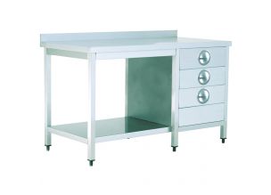 Masa de lucru inox cu 3 sertare si polita inferioara 240*60*85