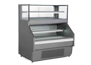 Vitrina frigorifica cu geam drept pentru produse snack si bauturi 156 cm - motor interior + perdea de noapte