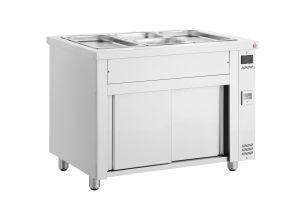 Bain-marie 3 tavi GN 1/1  cu dulap neutru fara geam panoramic, 110 cm