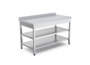 Masa de lucru inox cu polita intermediara si inferioara 140*60*85