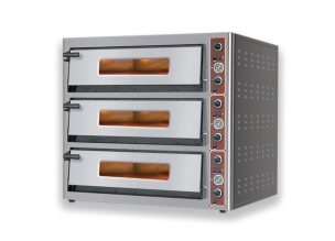 Cuptor profesional pentru pizza si patiserie, electric, inox, 3 vetre, cu samota, 124*123*110 cm
