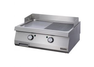 Grill electric profesional OZTI, inox, cu suprafata neteda si striata, 80*90*28 cm