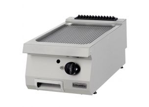 Grill pe gaz profesional OZTI, inox, cu suprafata striata, 40*90*28 cm