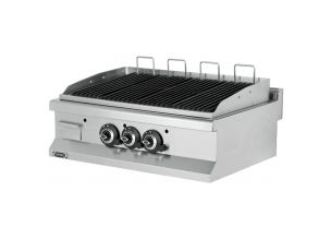 Grill pe gaz profesional, inox, cu roca vulcanica, 90*64*29 cm