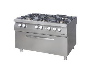 Masina de gatit pe gaz OZTI, inox, cu 6 arzatoare si cuptor mare, 120*90*85 cm