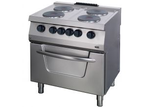Masina de gatit electrica OZTI, inox, cu 4 plite si cuptor, 80*70*85 cm