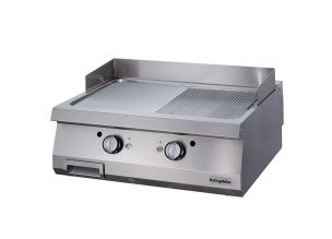 Grill electric profesional OZTI, inox, cu suprafata neteda si striata, 80*70*28 cm