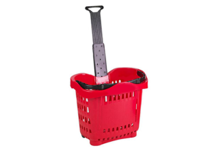 Cos supermarket cu roti si maner telescopic 42 lt