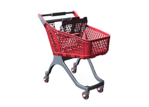 Carucior supermarket plastic 100 lt rosu cu babyseat