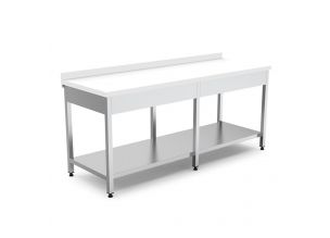 Masa de lucru inox cu blat din polietilena si polita inferioara 240*70*85