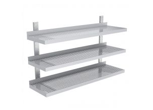 Polita inox tripla perforata de perete ajustabila