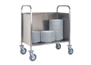 Carucior inox transport farfurii cu 1 polita