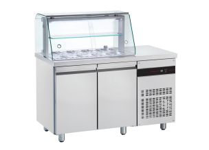 Salad bar 10 GN 1/4 cu 2 usi si geam panoramic, 270 lt.