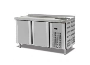Masa rece, profesionala, inox, 2 usi si chiuveta, 150*70*85 cm