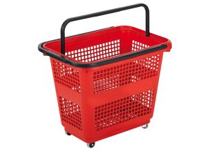 Cos supermarket cu roti 54 lt - Rosu