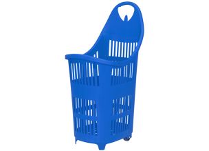 Cos supermarket cu roti 70 litri - Albastru