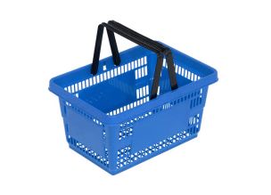 Cos supermarket plastic cu 2 manere 20 litri ALBASTRU