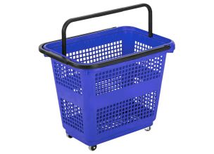 Cos supermarket cu roti 54 lt - Albastru