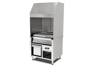 Grill profesional, inox, pe carbuni cu hota monobloc, 177*85*215 cm