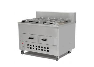 Rotisor profesional orizontal pe carbuni cu 5 tepuse