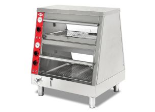 Vitrina calda de banc, inox, cu 2 polite si 4 cuve GN, 80*69*93 cm