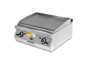 Grill pe gaz profesional, inox, cu suprafata striata PLUS, 80*90*30 cm