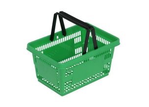 Cos supermarket plastic cu 2 manere 20 litri VERDE