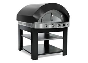 Cuptor profesional pentru pizza, cu samota si alimentare pe gaz, capacitate 4 pizza 30 cm - Negru