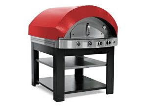 Cuptor profesional pentru pizza, cu samota si alimentare pe gaz, capacitate 4 pizza 30 cm - Rosu