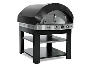 Cuptor profesional pentru pizza, cu samota si alimentare pe gaz, capacitate 6 pizza 28 cm - Negru