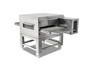 Cuptor profesional cu banda, pentru covrigi si pizza, pe gaz, inox, banda 61*157 cm