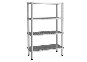 Raft depozitare cu 4 polite perforate din inox AISI 304 - 36*91 cm