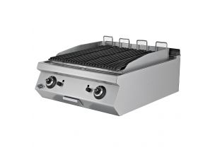 Grill pe gaz profesional, inox, cu roca vulcanica PLUS, 80*90*30 cm