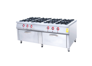 Masina de gatit pe gaz, inox, centrala cu 8 arzatoare si 2 cuptoare, 200*114*85 cm