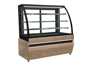 Vitrina frigorifica orizontala, cofetarie, lemn A447-SAMARA, geam curbat, ventilata, 130 cm