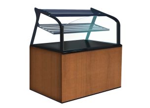 Vitrina neutra orizontala, decor lemn A333-BERGAMA, geam drept, 150 cm
