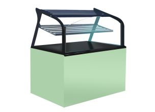 Vitrina neutra orizontala, RAL6019-VERDE, geam drept, 150 cm