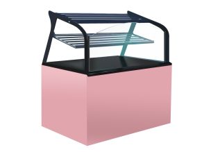 Vitrina neutra orizontal, RAL3015-ROZ, geam drept, 150 cm