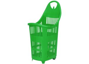 Cos supermarket cu roti 70 litri - Verde