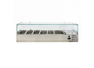 Vitrina ingrediente, inox, 5 cuve GN1/3 + 1 cuva GN1/2, 150*38*43.5 cm