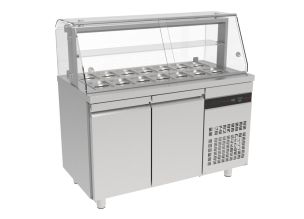 Salad bar 14 GN 1/4 cu 2 usi si geam panoramic, 270 lt.