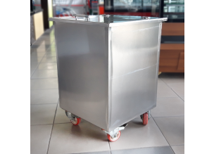 Carucior inox depozitare cu capac