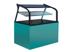 Vitrina neutra orizontala, RAL5018-TURCOAZ, geam drept, 150 cm