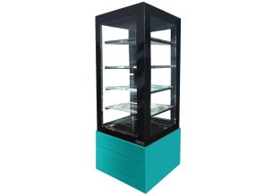 Vitrina frigorifica verticala, cofetarie, RAL5018-TURCOAZ, geam drept, ventilata