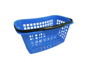 Cos supermarket plastic cu 1 maner 28 litri - Albastru