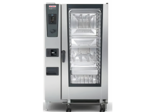 Cuptor profesional RATIONAL iCombi Pro gastro/patiserie, pe gaz, cu umidificare automata si boiler, 20 tavi GN2/1 + carucior